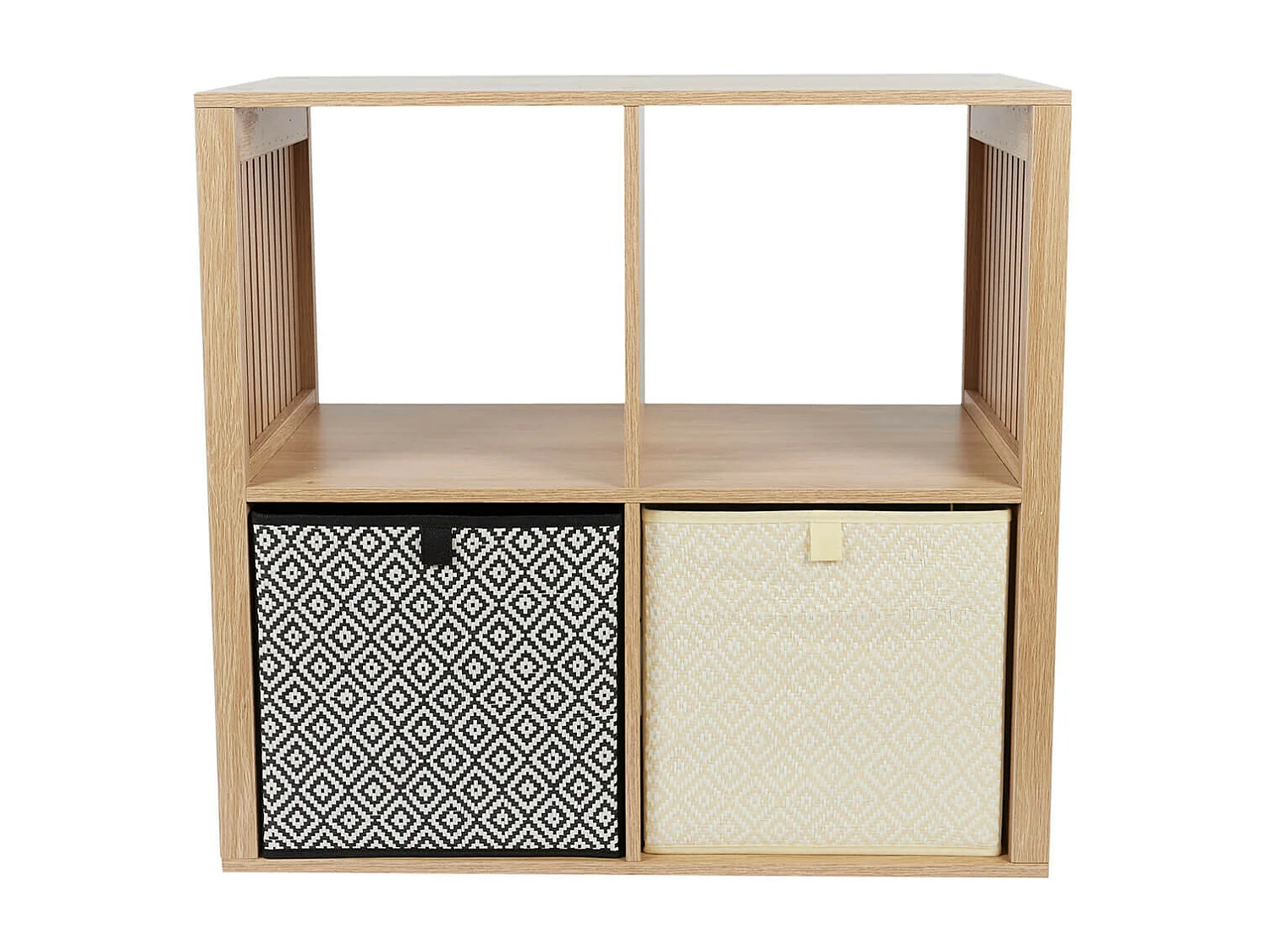 PAJAN - Rangement 4 Cases Effet Bois avec Tasseaux