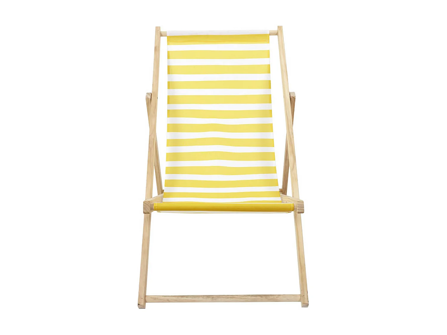 CISCO - Lot de 2 Chiliennes en Bois Naturel Toile Rayures Jaunes et Blanches