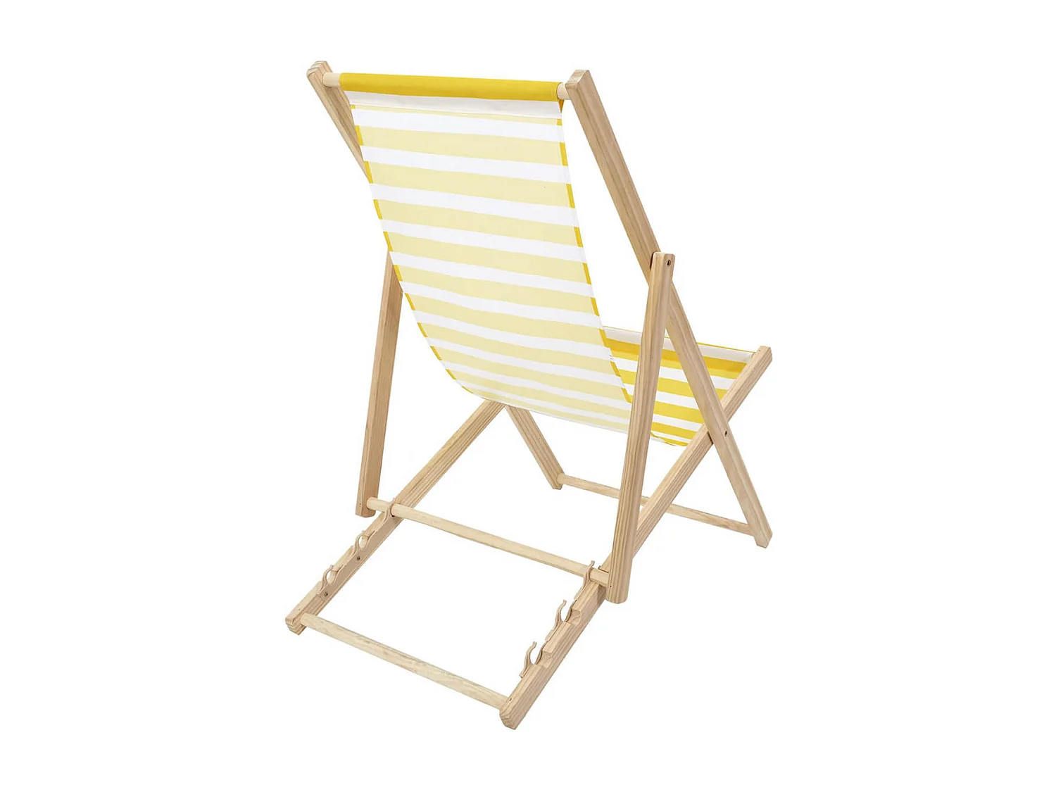 CISCO - Lot de 2 Chiliennes en Bois Naturel Toile Rayures Jaunes et Blanches