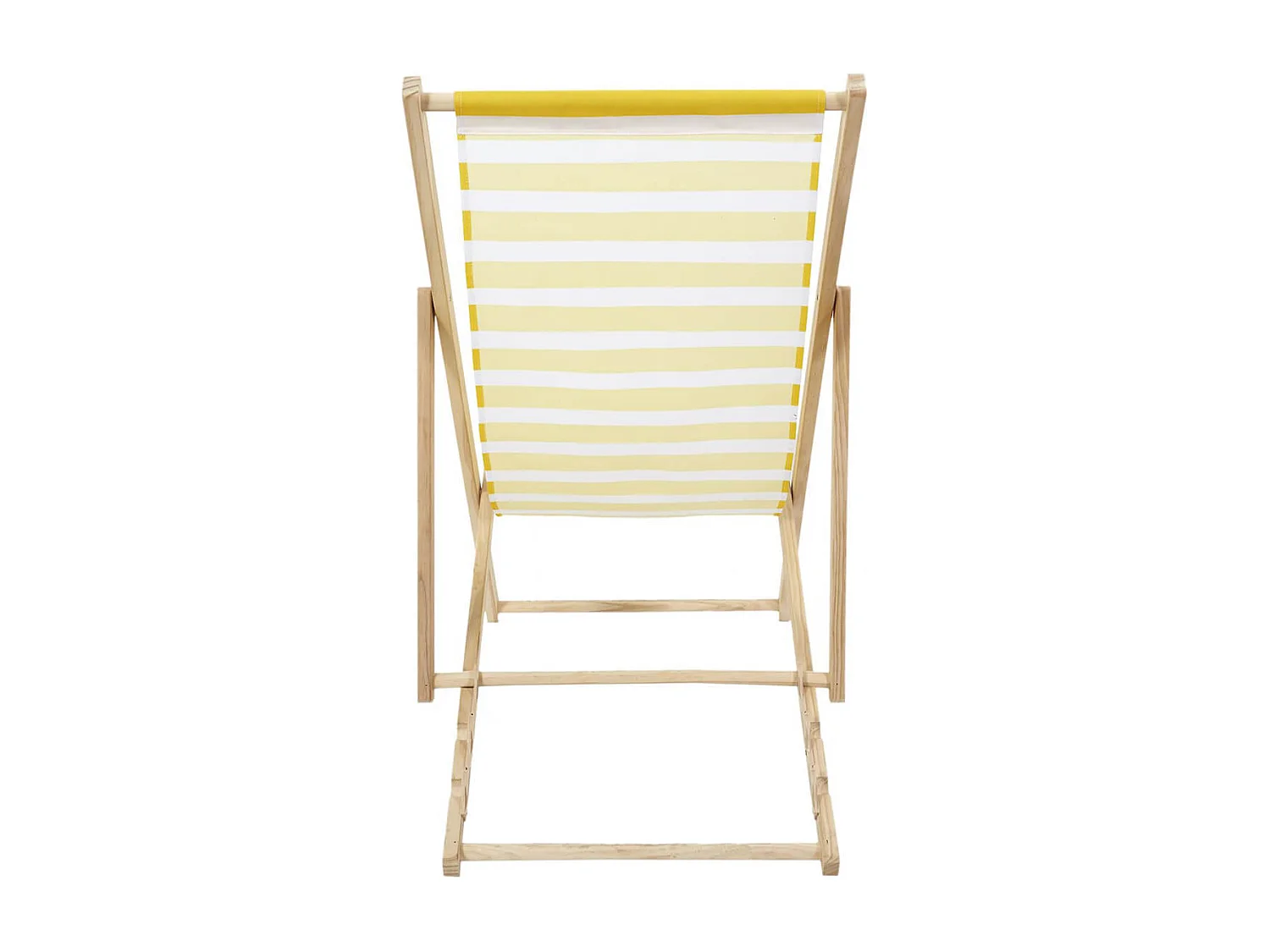 CISCO - Lot de 2 Chiliennes en Bois Naturel Toile Rayures Jaunes et Blanches