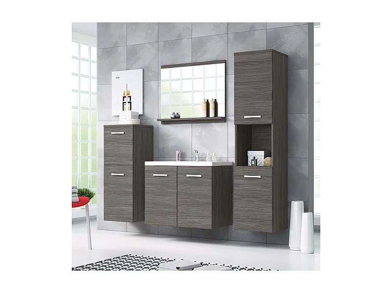Ensemble de salle de bain "Malo" - 4 pièces -  Gris