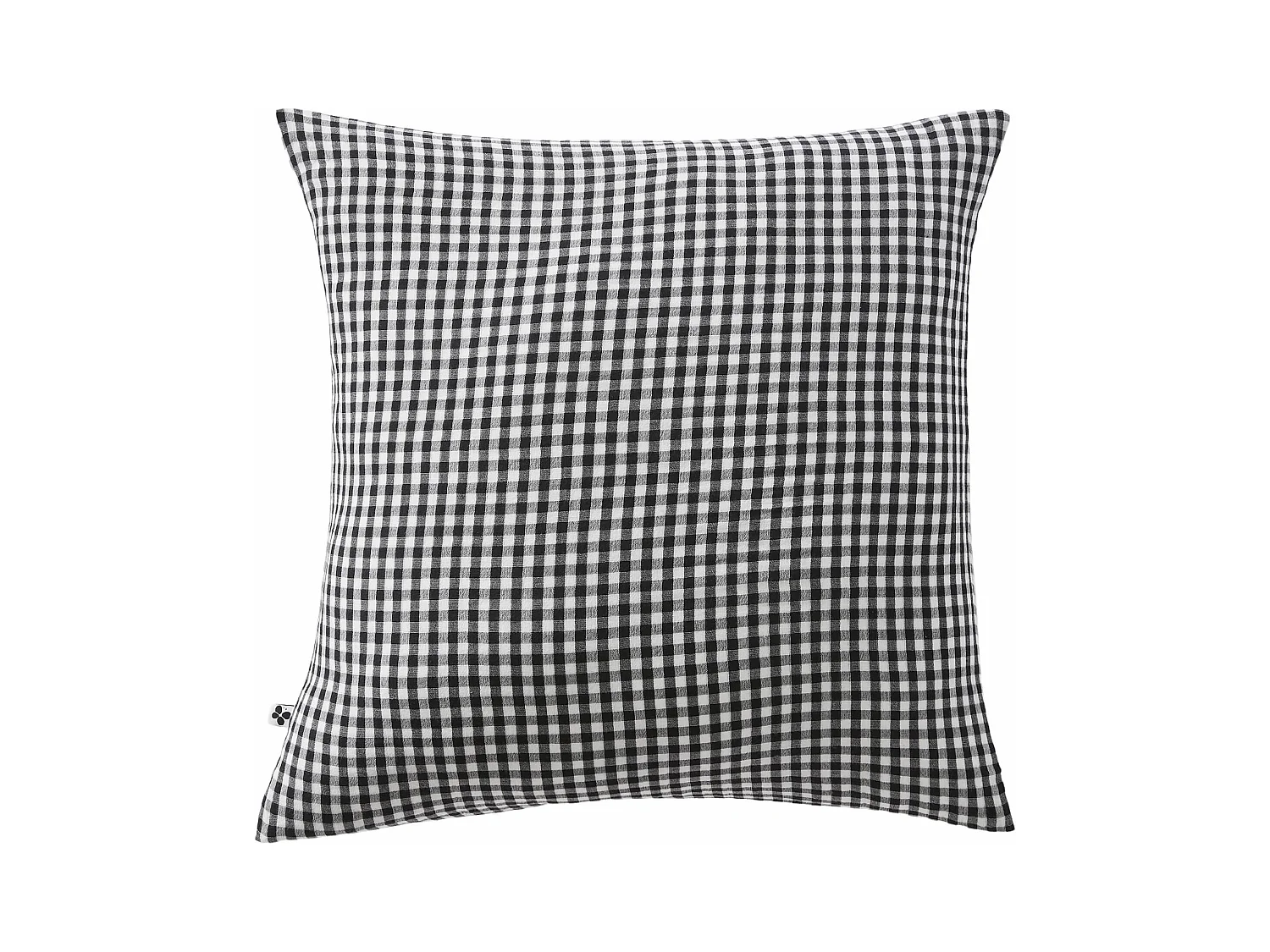 Taie d'oreiller gaze de coton imprimé vichy 60x60 Noir