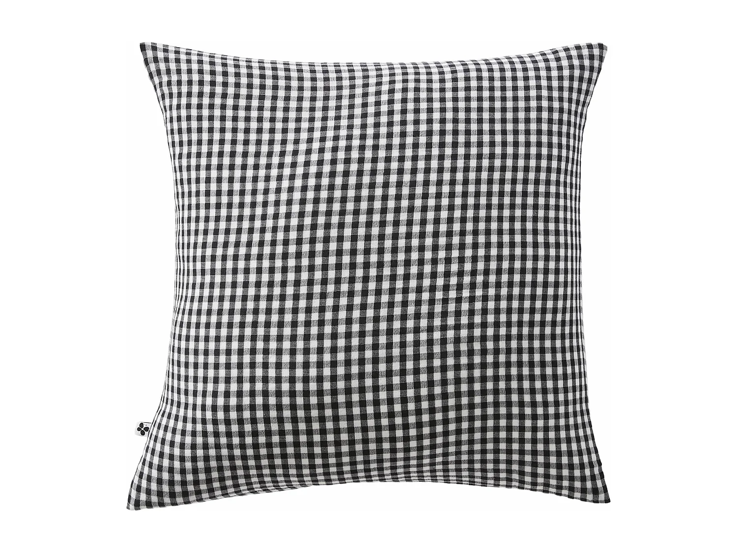 Taie d'oreiller gaze de coton imprimé vichy 60x60 Noir