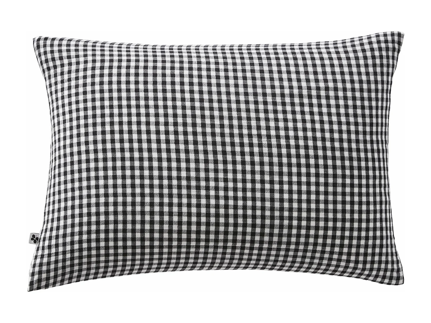 Taie d'oreiller gaze de coton imprimé vichy 50x70 Noir