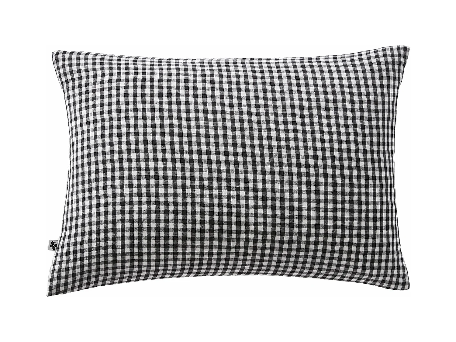 Taie d'oreiller gaze de coton imprimé vichy 50x70 Noir