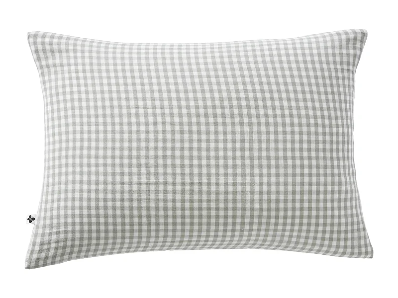 Taie d'oreiller gaze de coton imprimé vichy 50x70 Vert