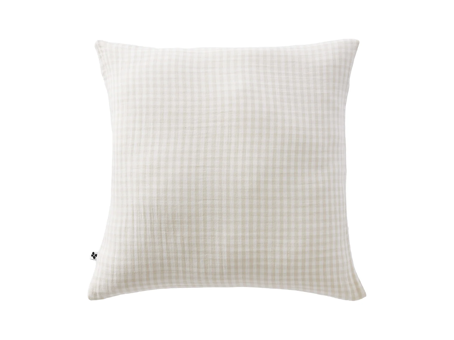 Taie d'oreiller gaze de coton imprimé vichy 60x60 Naturel