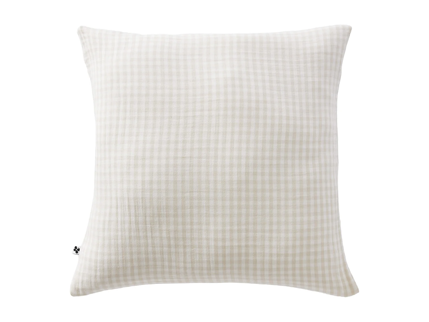 Taie d'oreiller gaze de coton imprimé vichy 60x60 Naturel