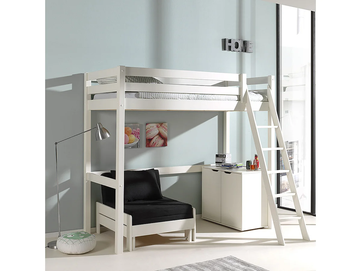 SLEEPY - Rangement 2 Portes Blanc Compatible Lits Mezzanine ou Mi-Haut