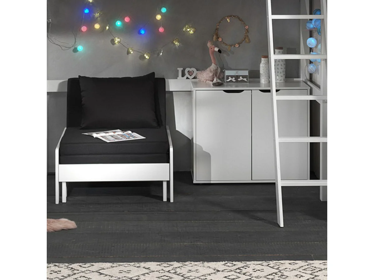 SLEEPY - Rangement 2 Portes Blanc Compatible Lits Mezzanine ou Mi-Haut