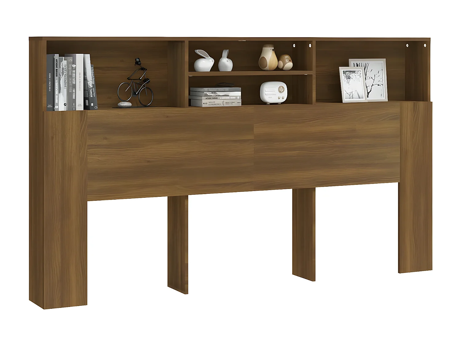 Kopfteil für Bett | Bett-Kopfteil mit Ablagen Braun Eichen-Optik 180x19x103,5 cm -MN750363