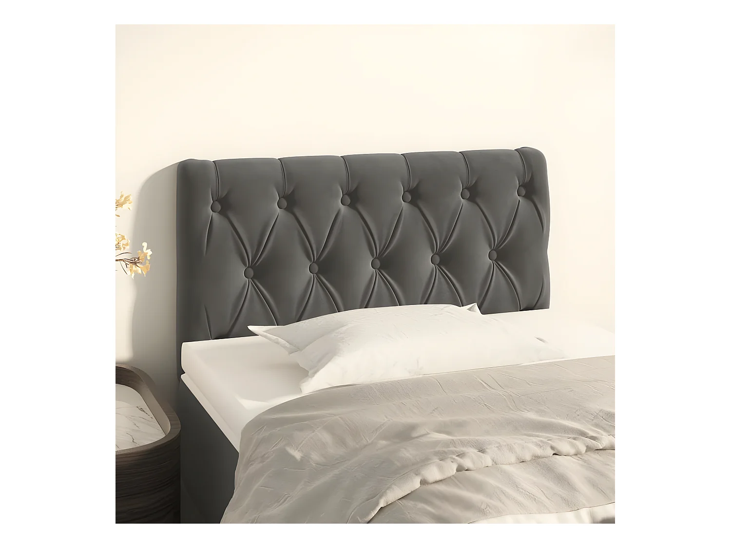 Kopfteil für Bett | Bett-Kopfteil Dunkelgrau 80x7x78/88 cm Samt -MN100674