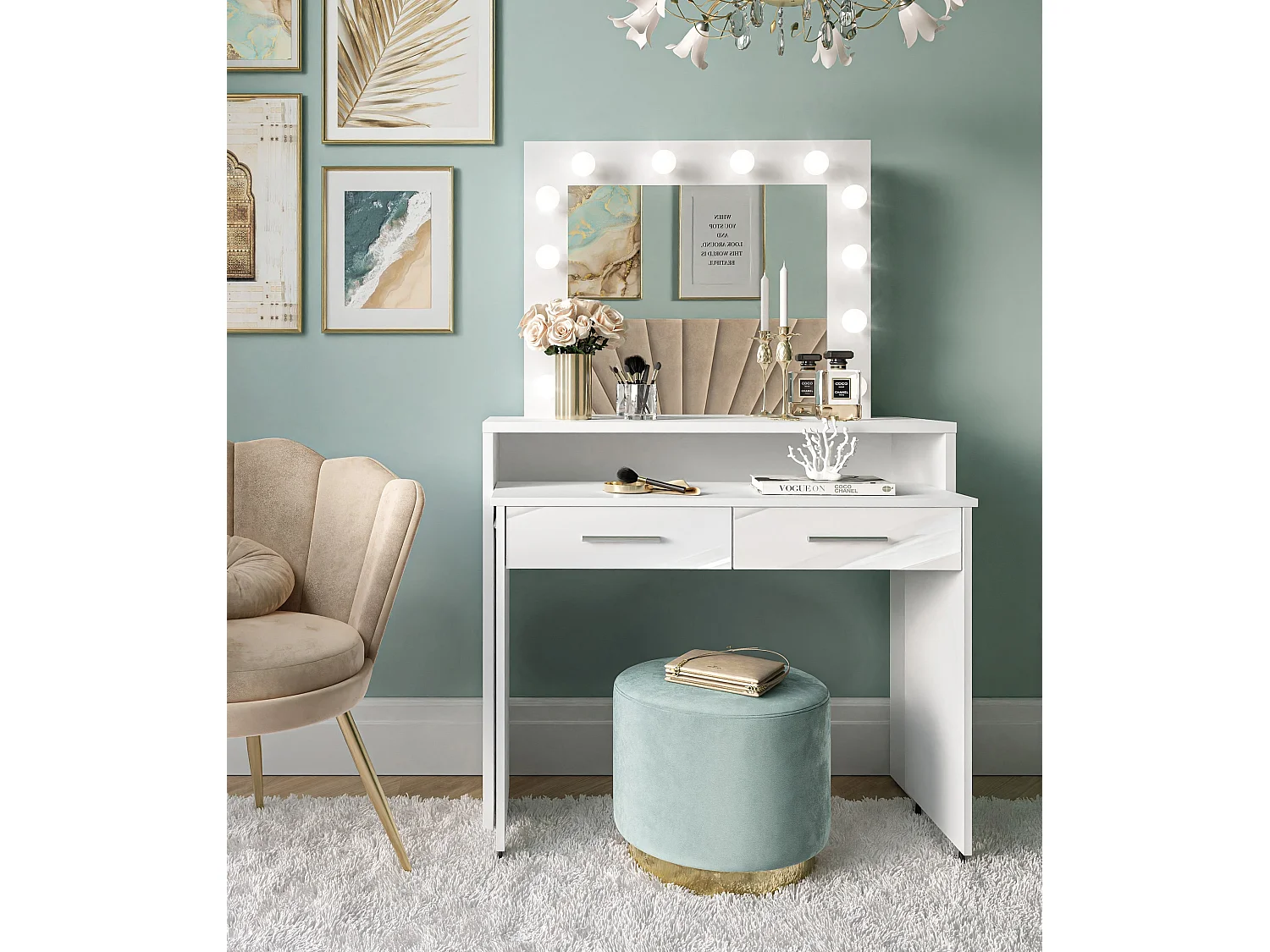 Coiffeuse ESCADO blanc brillant