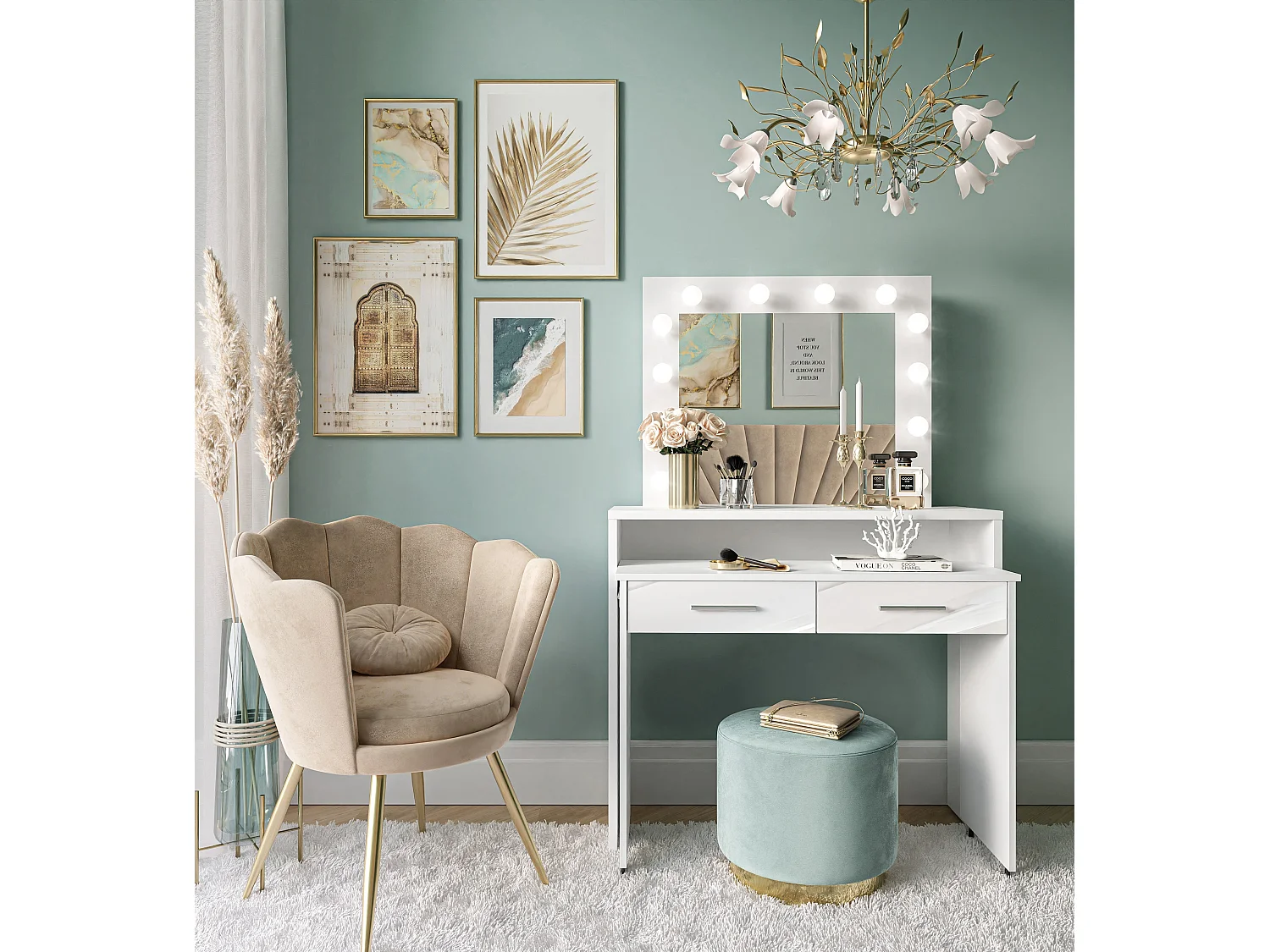 Coiffeuse ESCADO blanc brillant