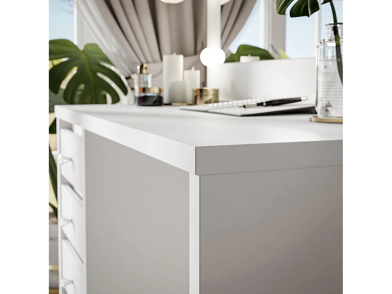 Coiffeuse GLAMOUR CRISTAL BLANC