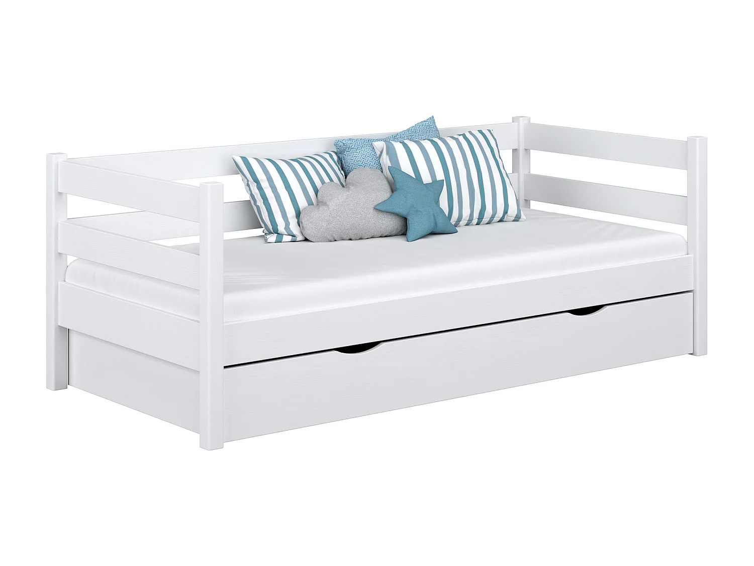Lit banquette en bois - avec tiroir N01 Blanc 100x200
