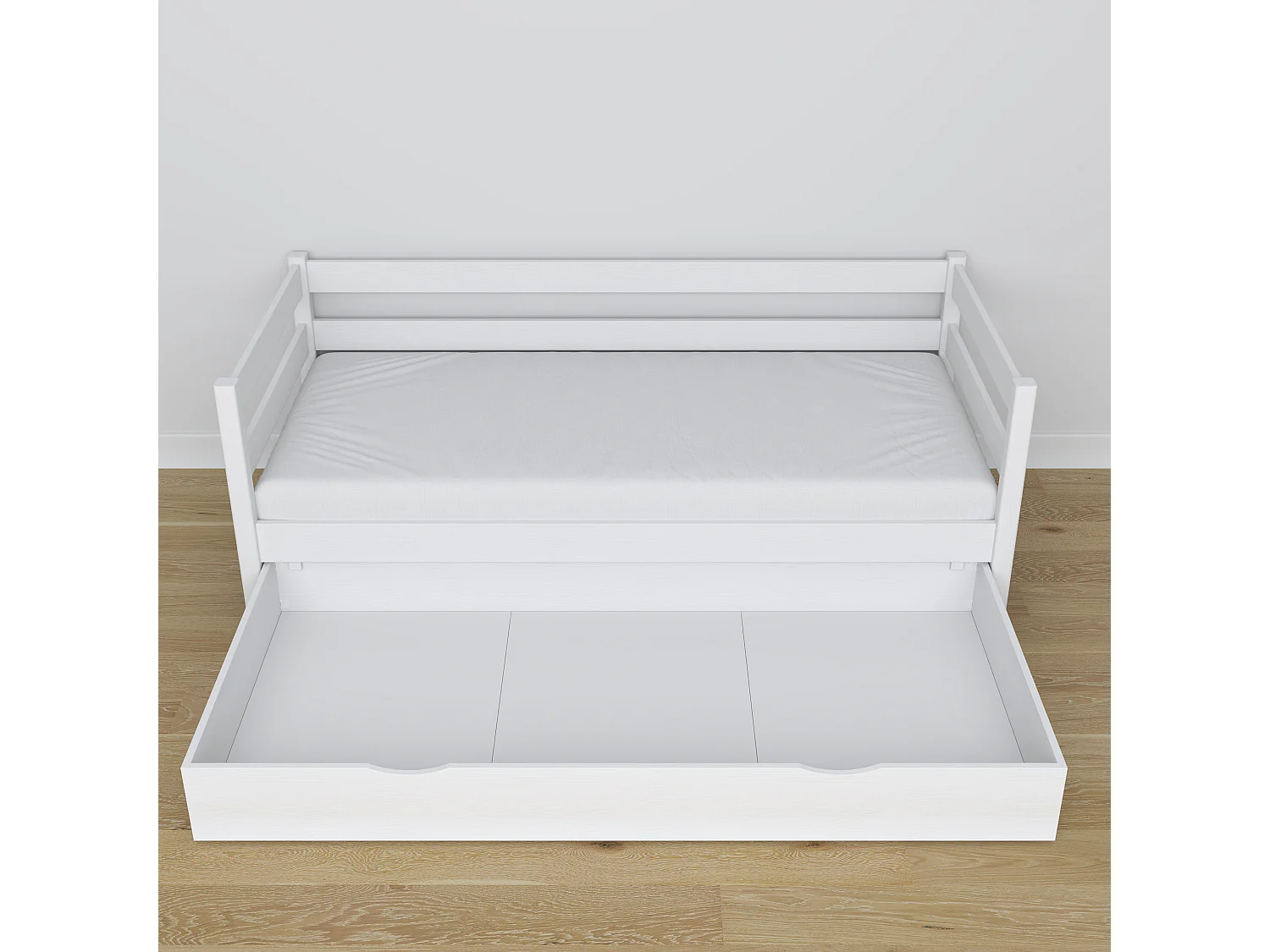 Lit banquette en bois - avec tiroir N01 Blanc 100x200