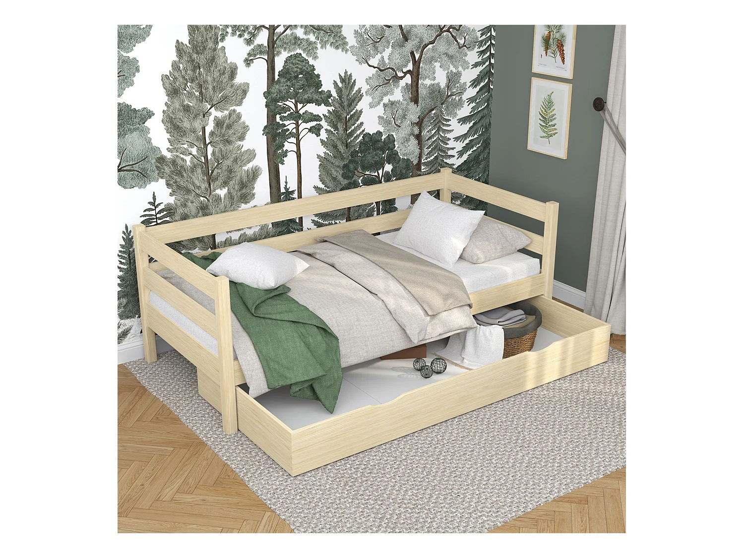 Lit banquette en bois - avec tiroir N01 Pin Clair 90x180