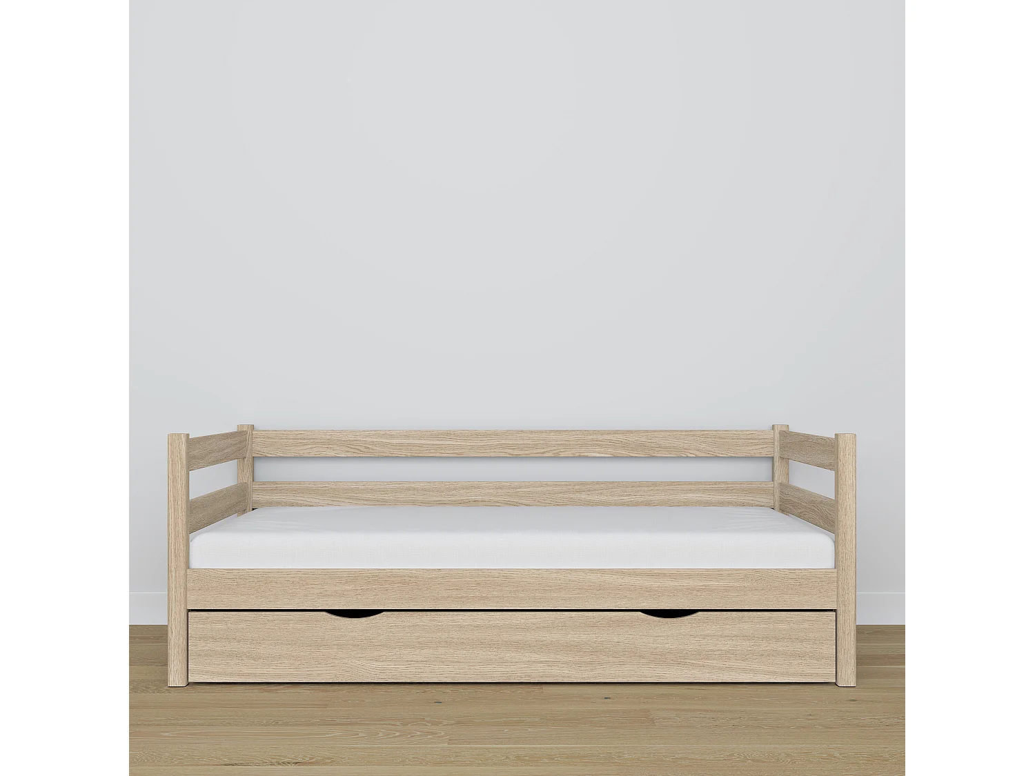 Lit banquette en chêne - avec tiroir N01 Chêne Blanchi 120x180