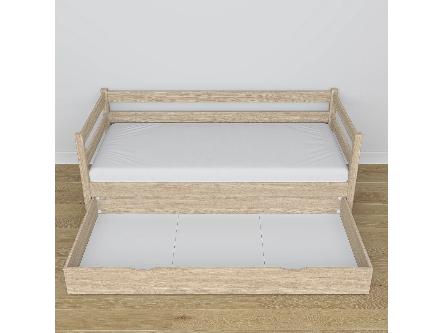 Lit banquette en chêne - avec tiroir N01 Chêne Blanchi 120x180