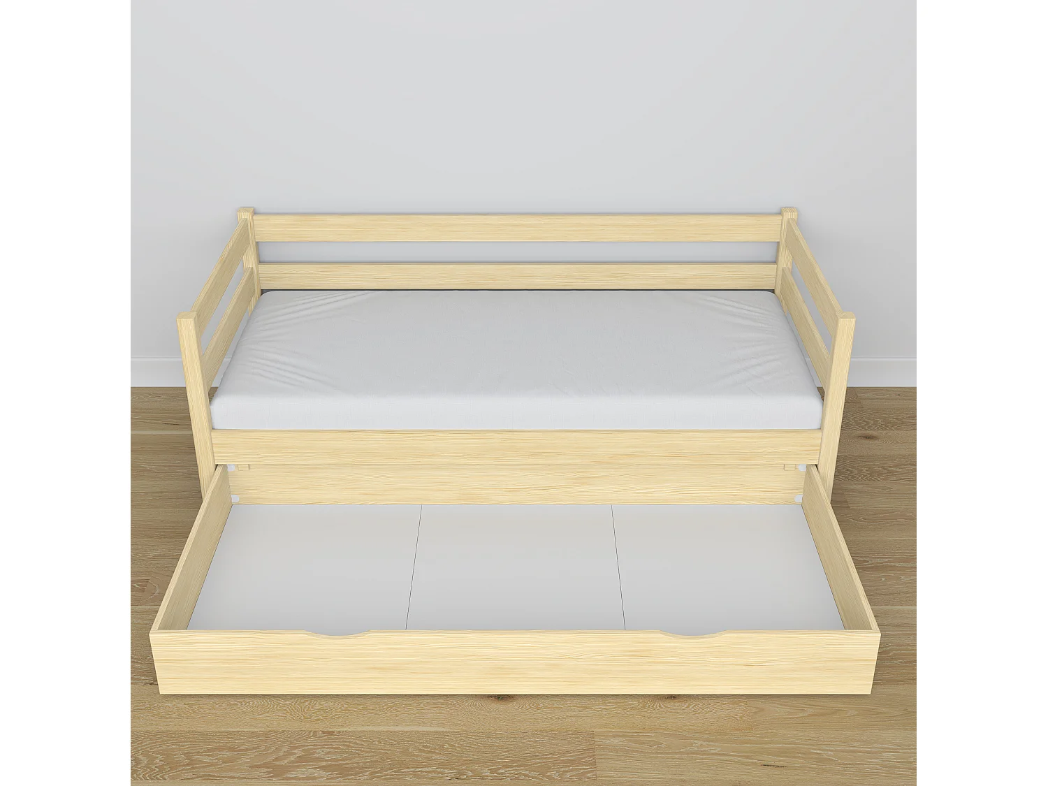 TAGESBETT mit Schublade N01 Klare Kiefer 120x200