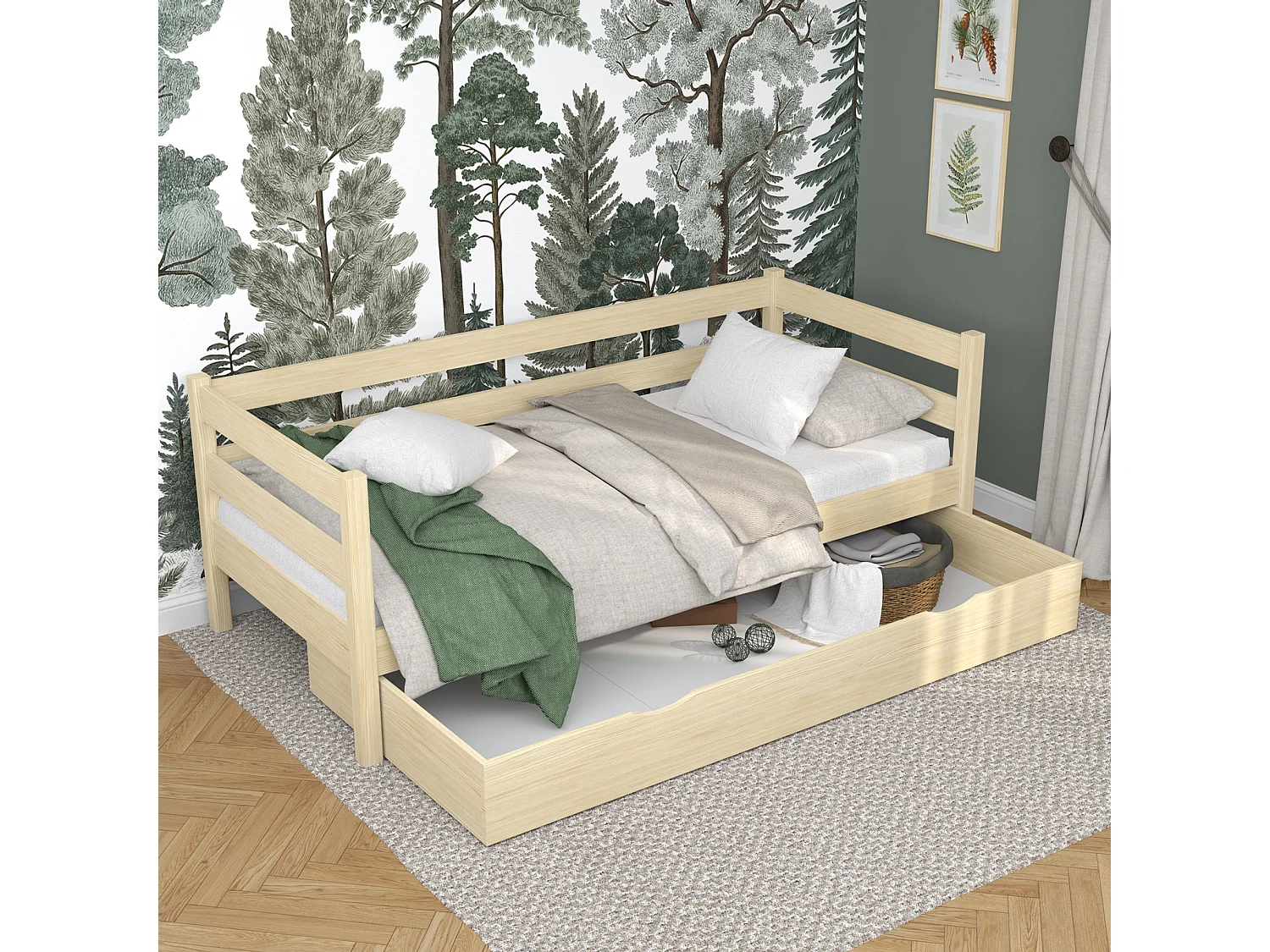Lit banquette en bois - avec tiroir N01 Pin Clair 120x200