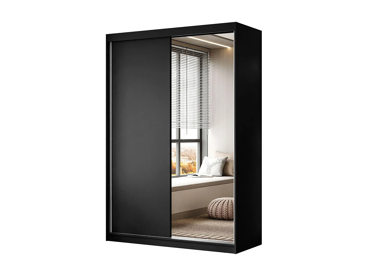 Armoire CAMARO II 150 cm avec miroir, Noir