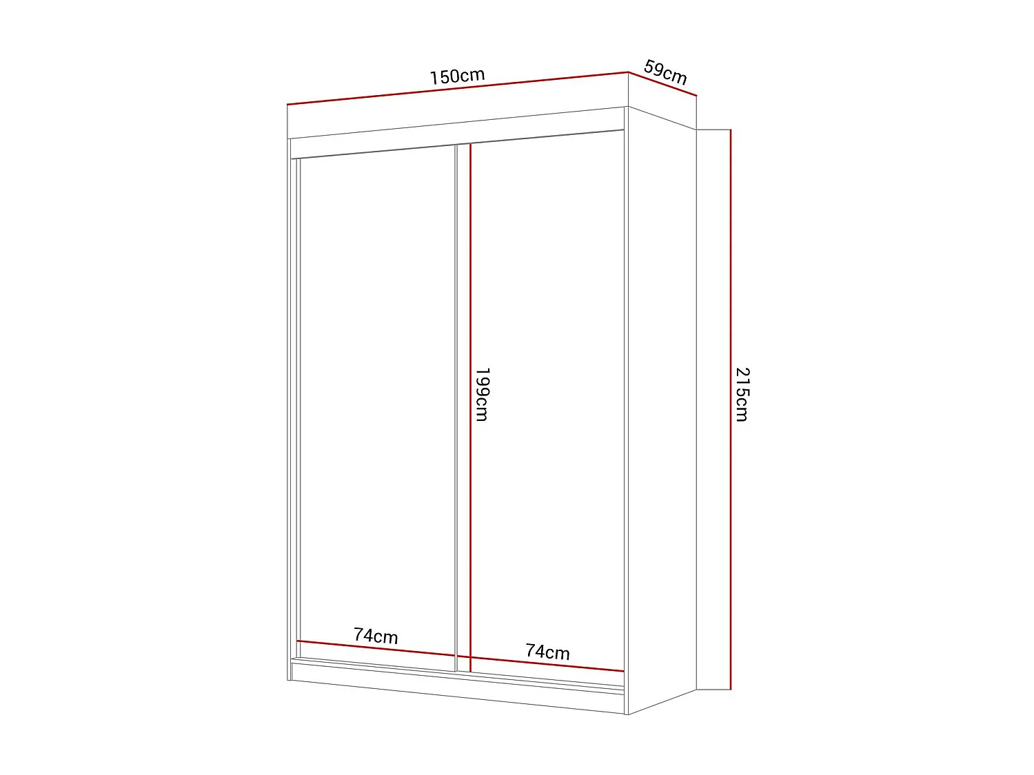 Armoire CAMARO II PLUS 150 cm avec miroir, Blanc