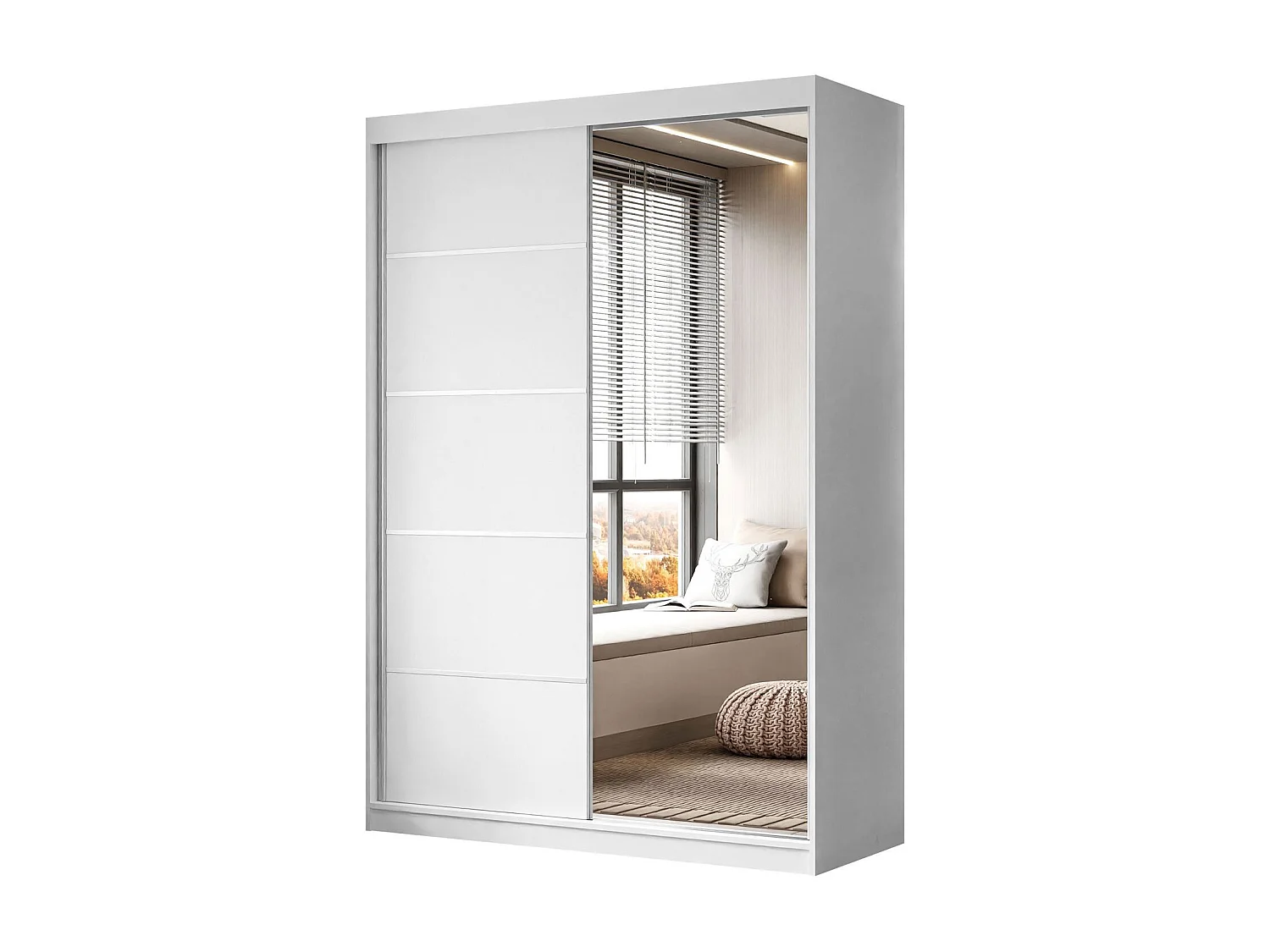 Armoire CAMARO II PLUS 150 cm avec miroir, Blanc