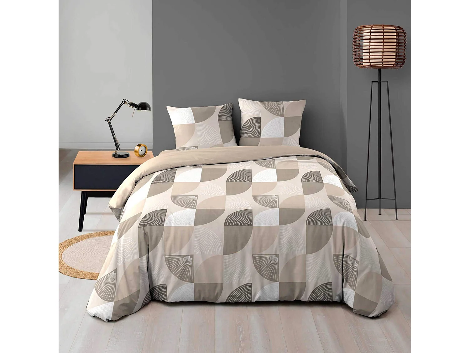 Parure de Lit 3 Pièces "Ambroise" 240x220cm Beige