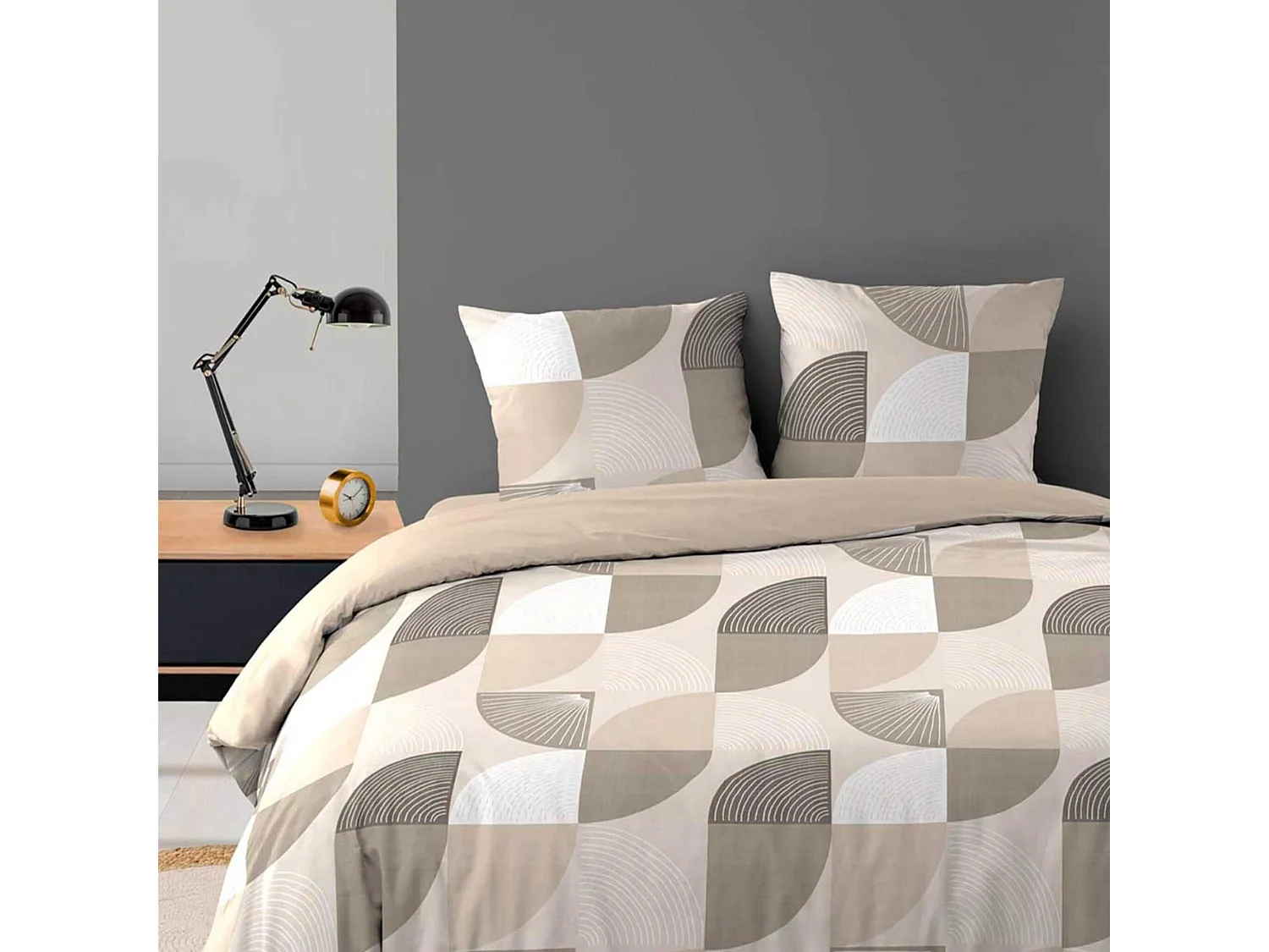 Parure de Lit 3 Pièces "Ambroise" 240x220cm Beige