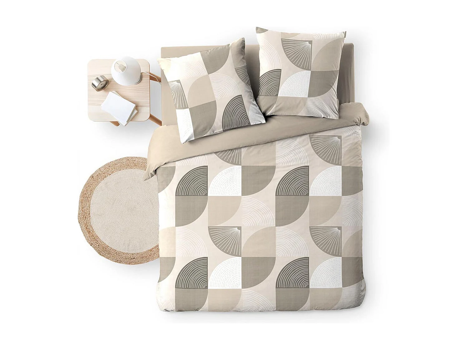 Parure de Lit 3 Pièces "Ambroise" 240x220cm Beige