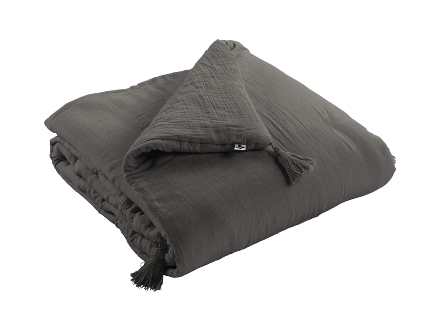 Couvre-lit double gaze de coton gris anthracite 90x200 cm