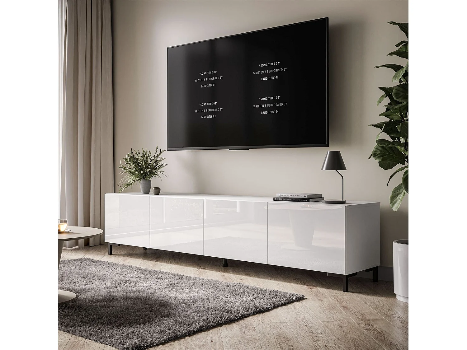 Meuble TV COLGANTE 200, Pieds en plastique noir