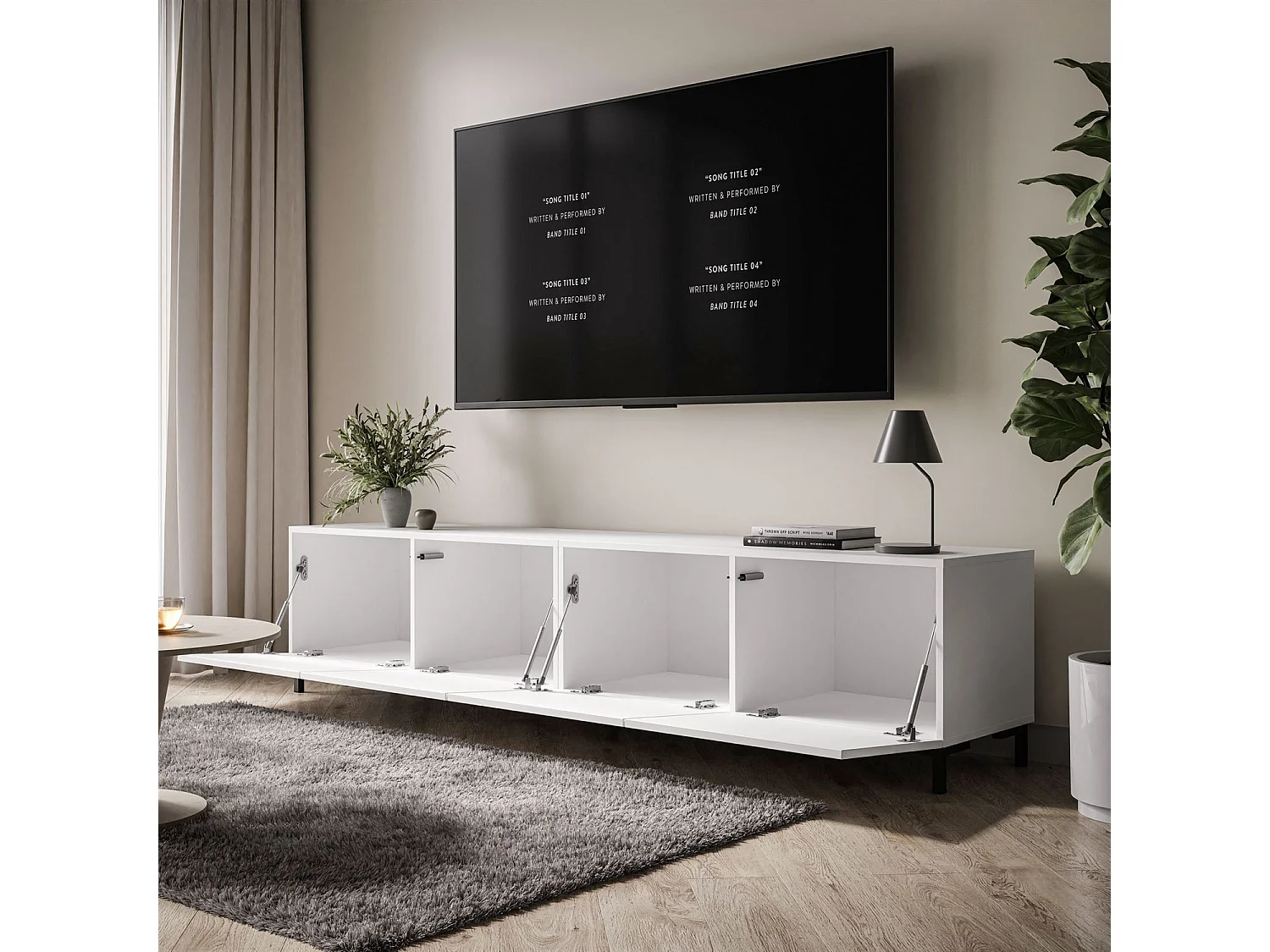 Meuble TV COLGANTE 200, Pieds en plastique noir