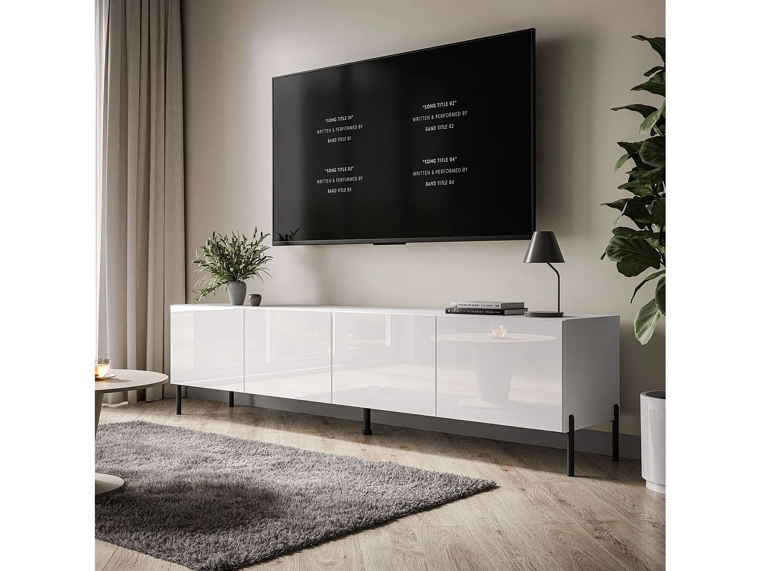Meuble TV COLGANTE 200, Pieds en métal noir