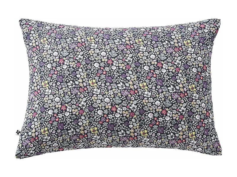 Taie d'oreiller gaze de coton imprimé floral bleu 50x70