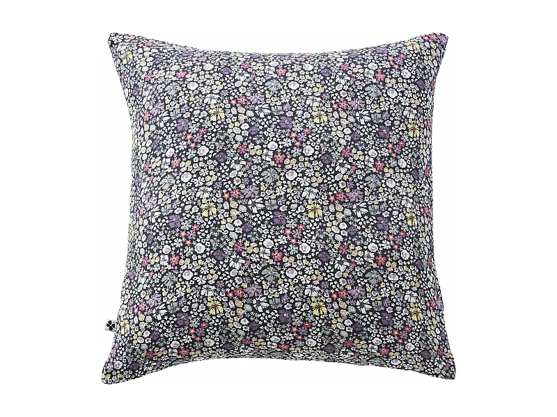 Taie d'oreiller gaze de coton imprimé floral bleu 60x60