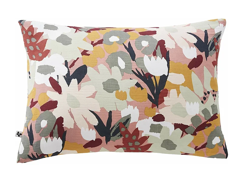 Taie d'oreiller gaze de coton imprimé printemps 50x70