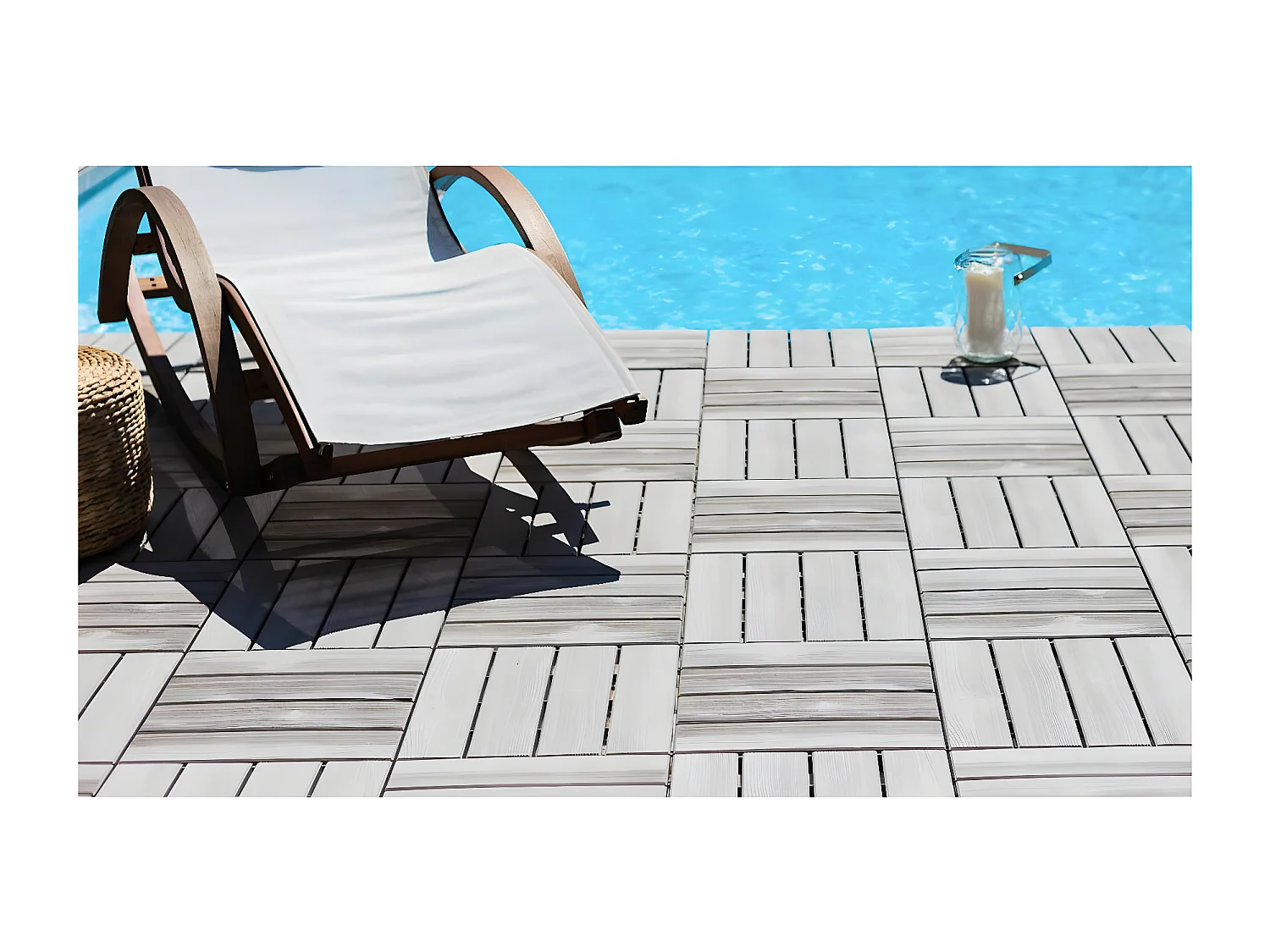 Dalle en plastique - Lot de 6 (1m²) -  38.4 x 38.4 x 2.5 cm - Taupe