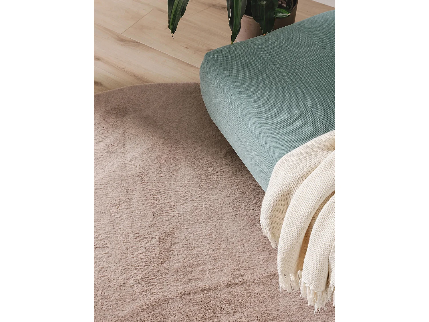 Tapis en fausse fourrure Furry Taupe ø 200 cm rond