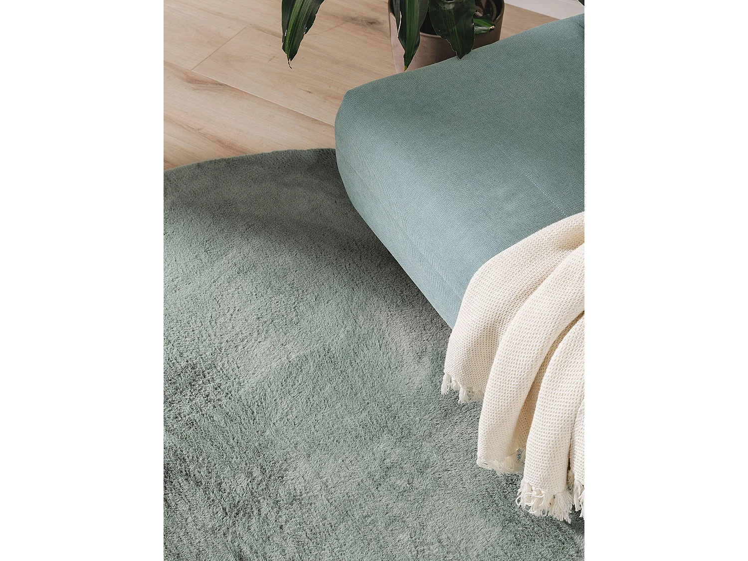 Tapis en fausse fourrure Furry Vert ø 160 cm rond