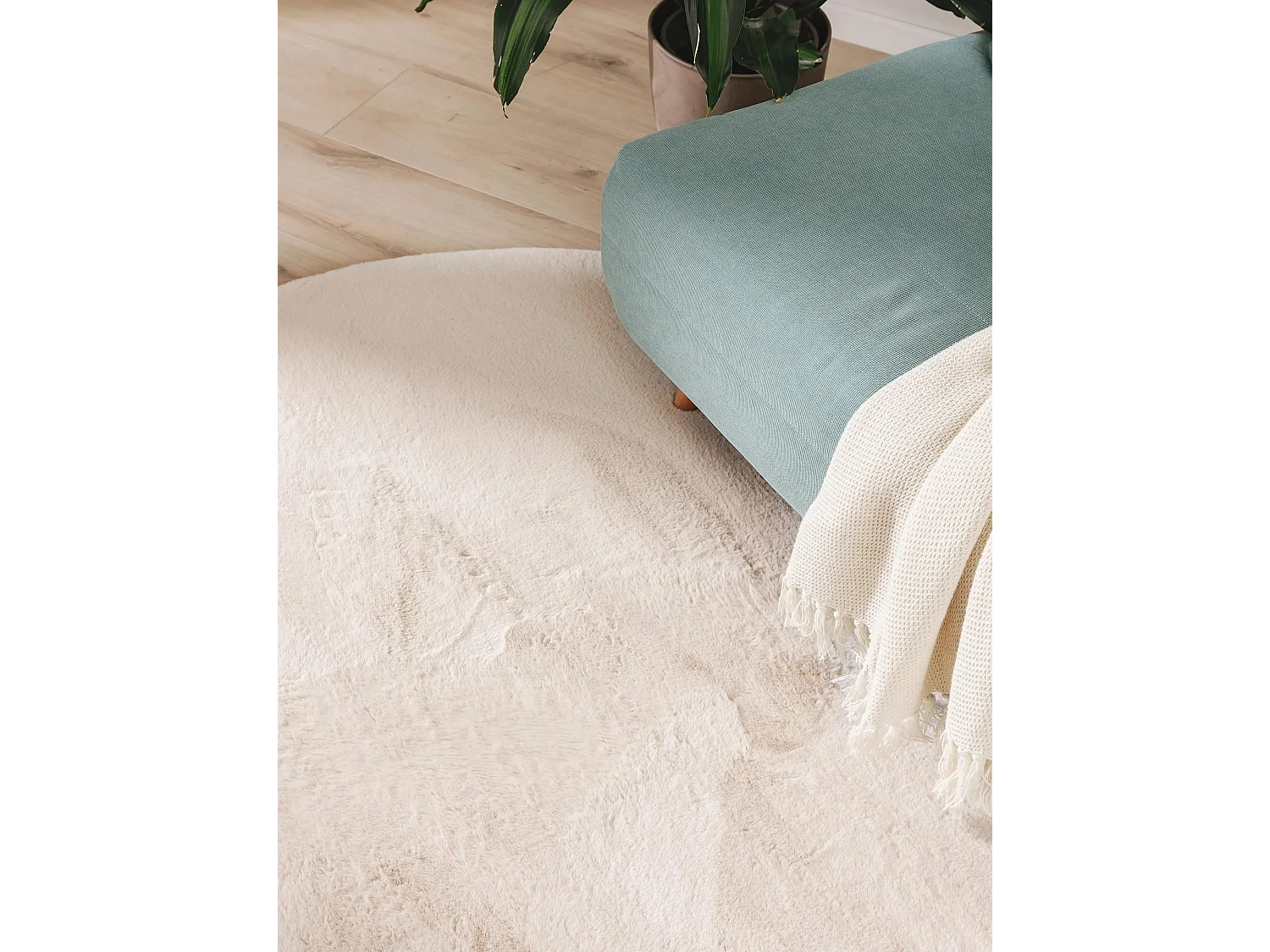 Tapis en fausse fourrure Furry Beige ø 200 cm rond