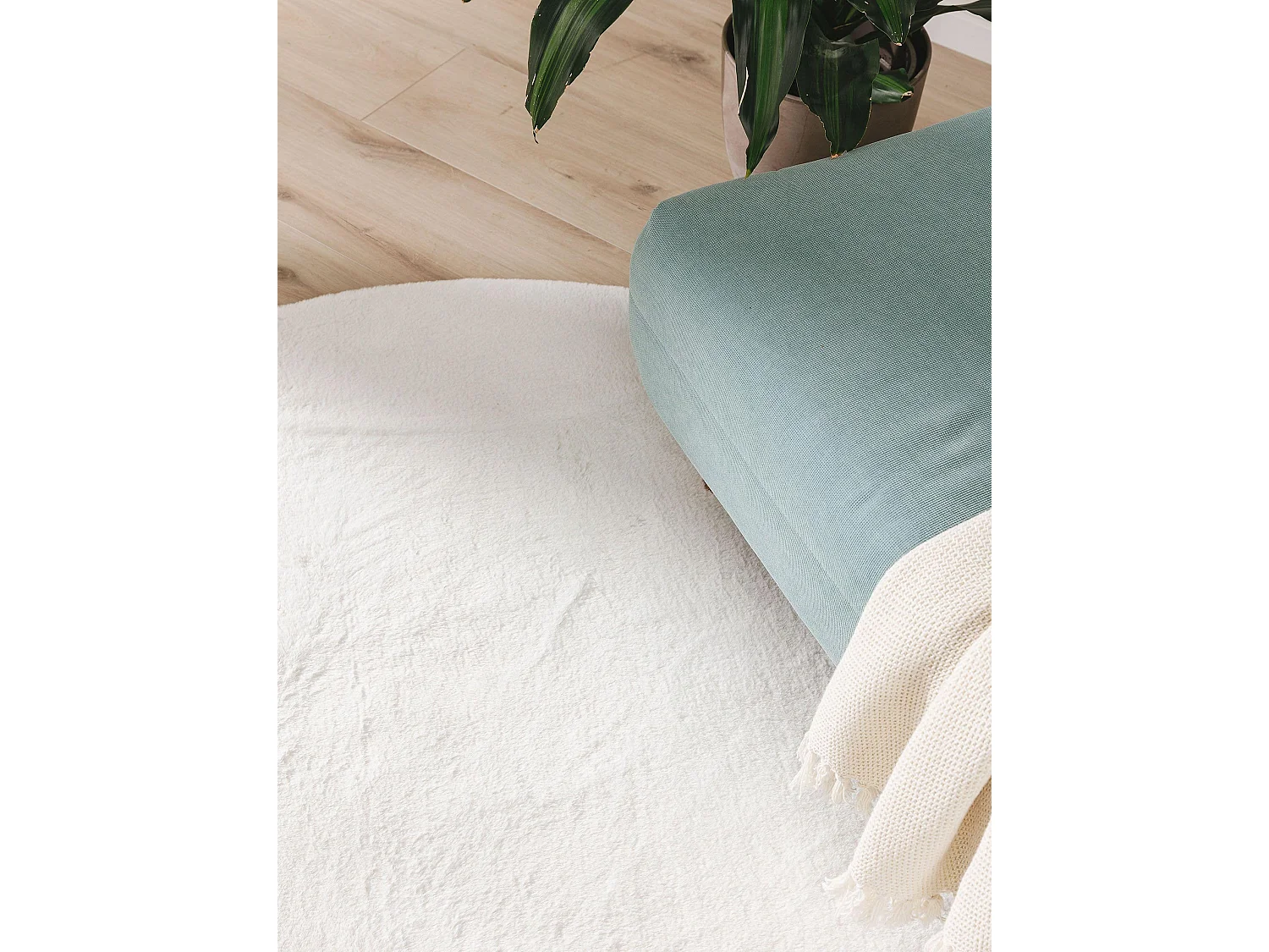 Tapis en fausse fourrure Furry Crème ø 80 cm rond