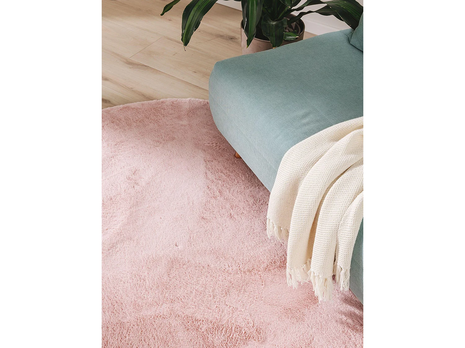 Tapis en fausse fourrure Furry Rose ø 200 cm rond