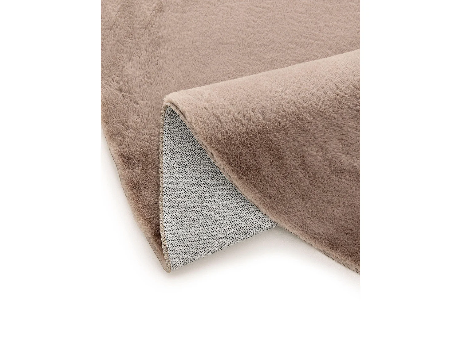 Tapis en fausse fourrure Furry Taupe ø 120 cm rond