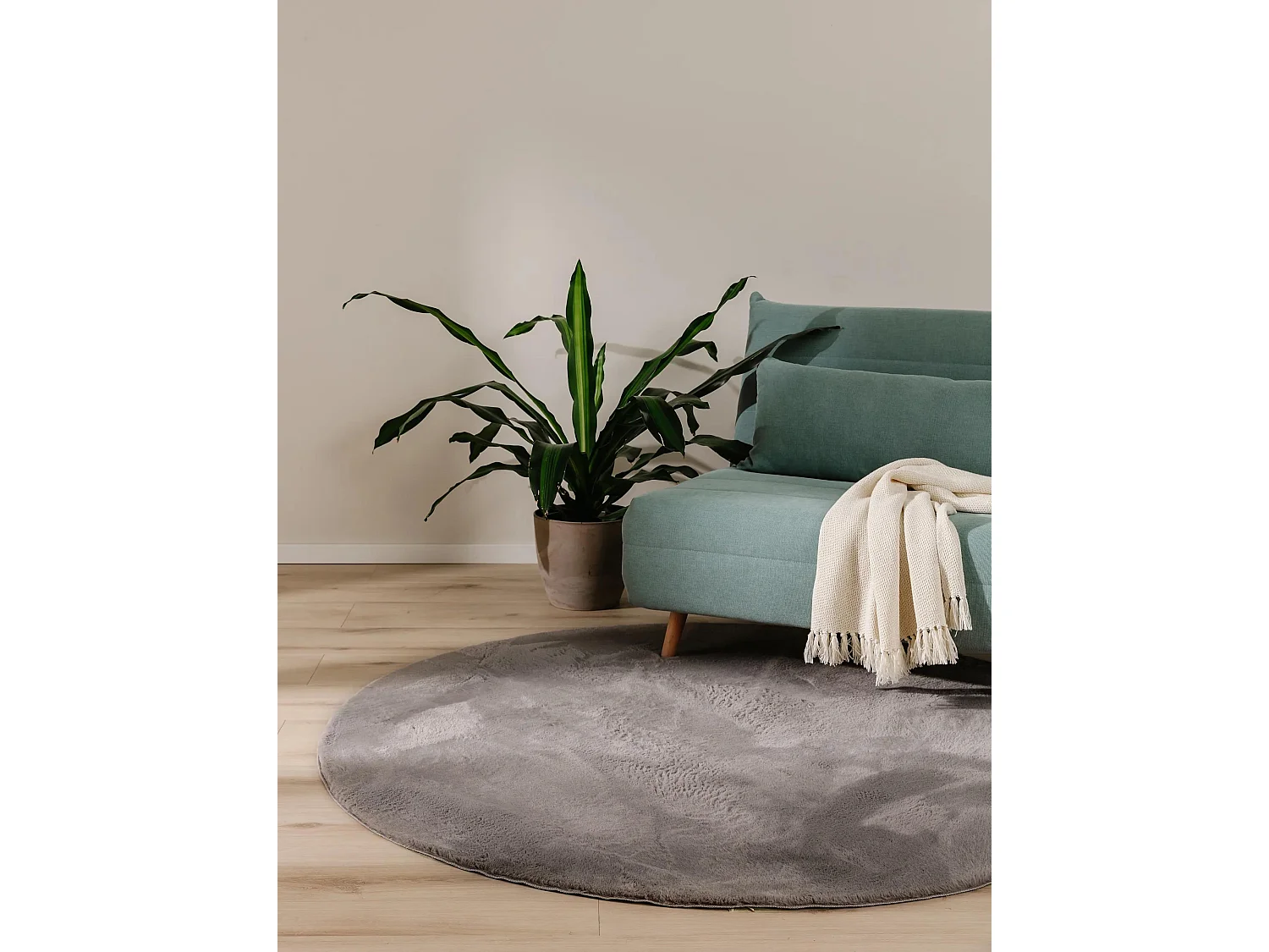 Tapis en fausse fourrure Furry Gris ø 200 cm rond