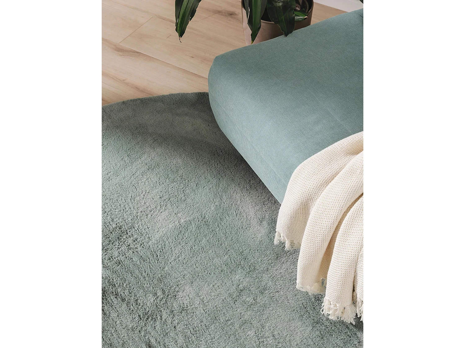 Tapis en fausse fourrure Furry Vert ø 120 cm rond