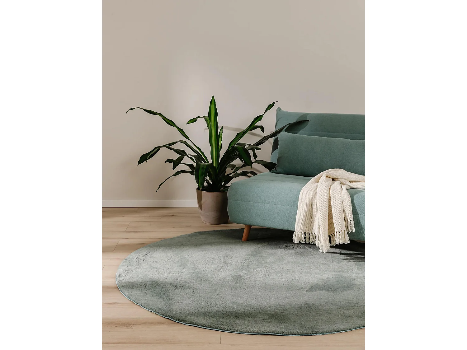 Tapis en fausse fourrure Furry Vert ø 80 cm rond