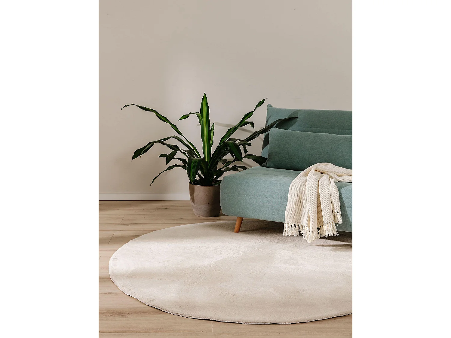 Tapis en fausse fourrure Furry Beige ø 120 cm rond